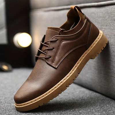 Elegant PU - Leather Lace-Up Sneakers Men