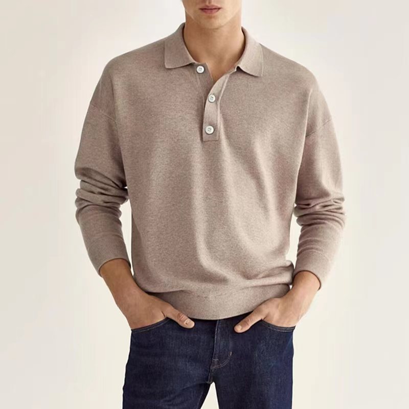 Elegant Long-Sleeve Polo Men