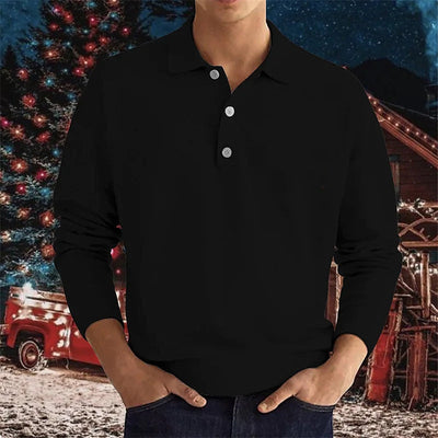 Elegant Long-Sleeve Polo Men