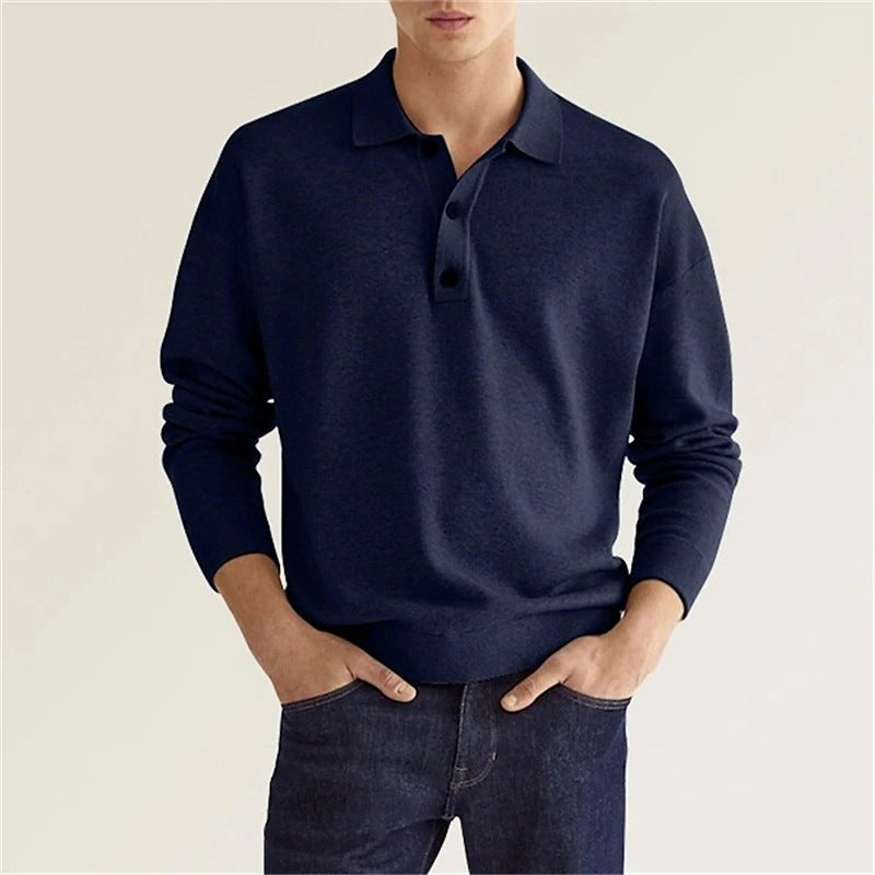 Elegant Long-Sleeve Polo Men