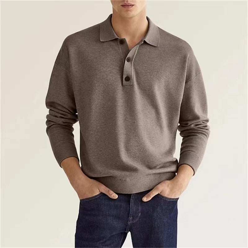 Elegant Long-Sleeve Polo Men