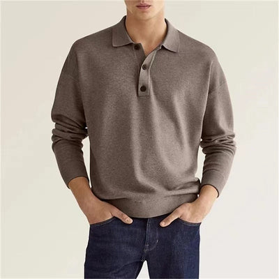 Elegant Long-Sleeve Polo Men