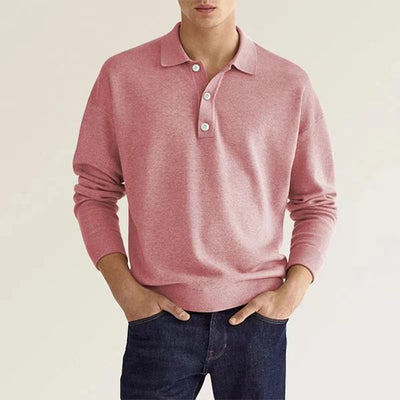 Elegant Long-Sleeve Polo Men