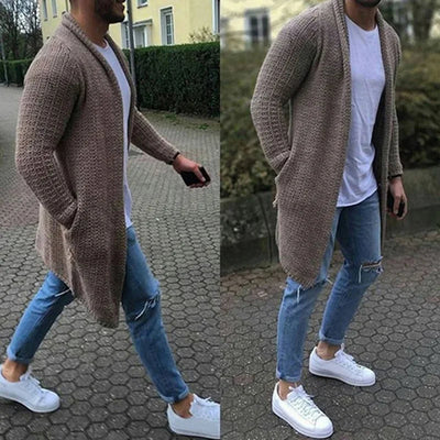 Theo - Knee Length Knitted Cardigan Men