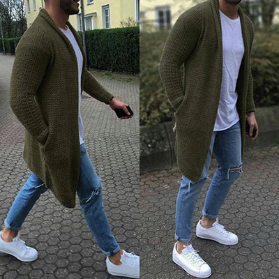 Theo - Knee Length Knitted Cardigan Men