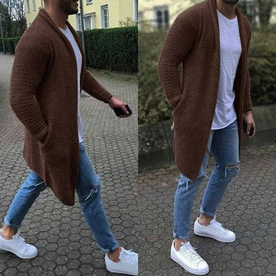 Theo - Knee Length Knitted Cardigan Men