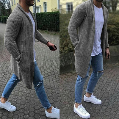 Theo - Knee Length Knitted Cardigan Men