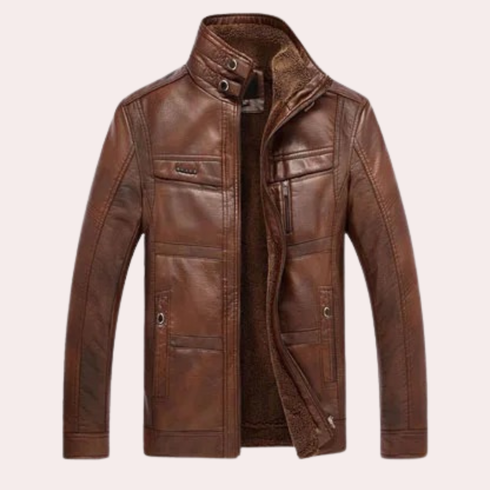 Elegant PU Leather Winter Jacket