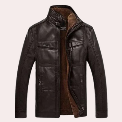 Elegant PU Leather Winter Jacket