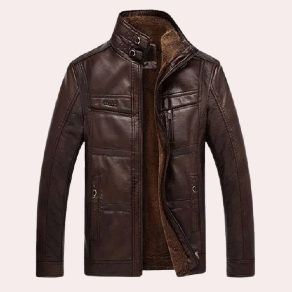 Elegant PU Leather Winter Jacket