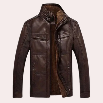 Elegant PU Leather Winter Jacket