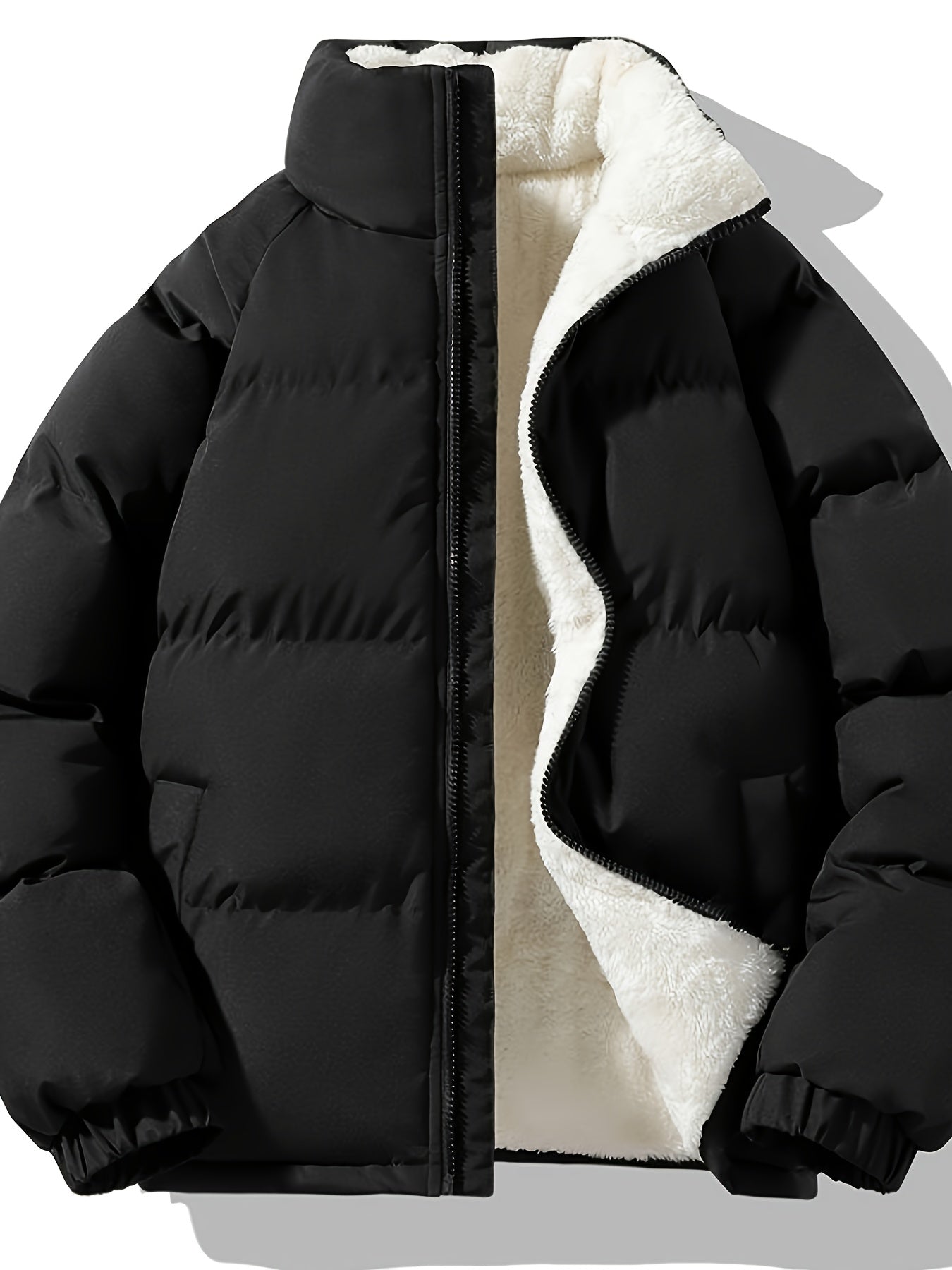 Harry - Plush Fleece Lined Puffer Jacket Black
