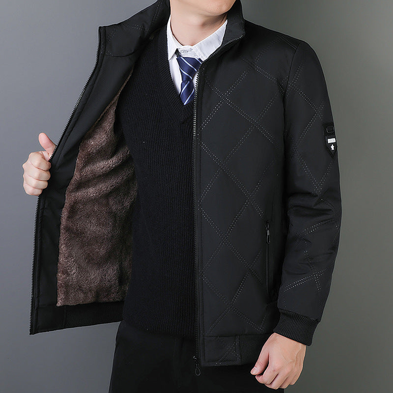 Quilted Mens Office Winter Jacket with Fleece Lining