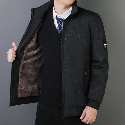 Quilted Mens Office Winter Jacket with Fleece Lining