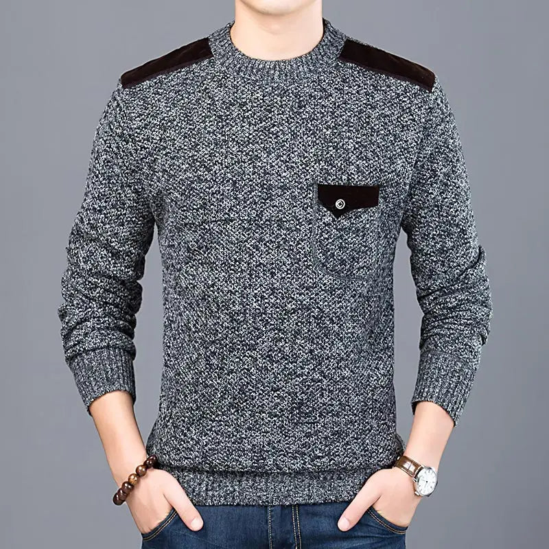 Ribbed Crew Neck Sweater Men