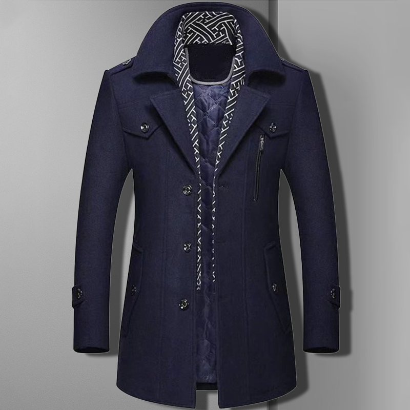 Charles - Classic Shawl Collar Men's Coat with Buttons