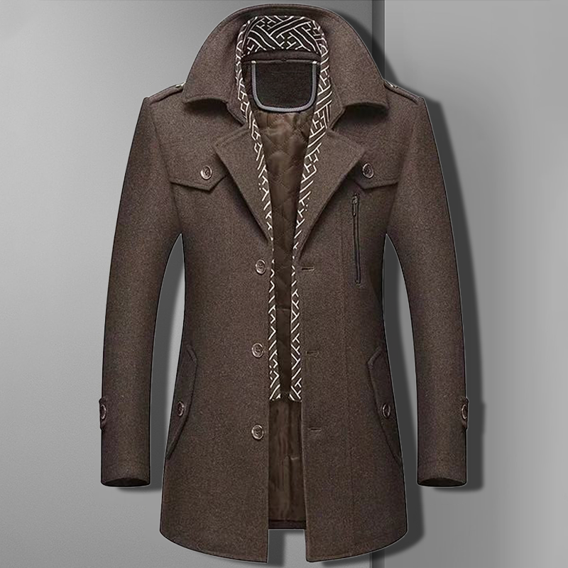 Charles - Classic Shawl Collar Men's Coat with Buttons