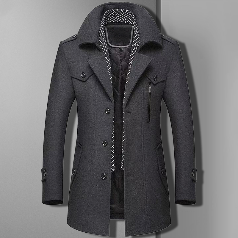 Charles - Classic Shawl Collar Men's Coat with Buttons