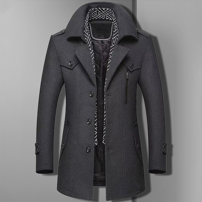 Charles - Classic Shawl Collar Men's Coat with Buttons