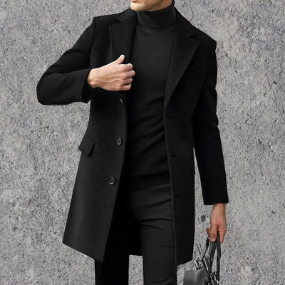 Freddie - Knee-Length Wool Blend Overcoat Men