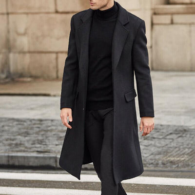 Freddie - Knee-Length Wool Blend Overcoat Men
