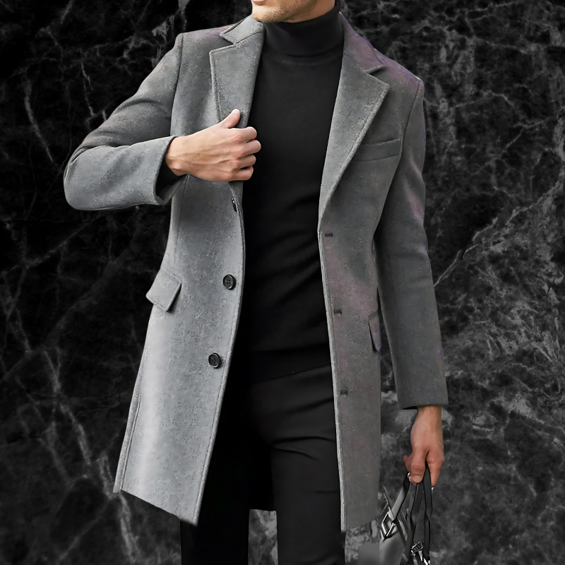 Freddie - Knee-Length Wool Blend Overcoat Men