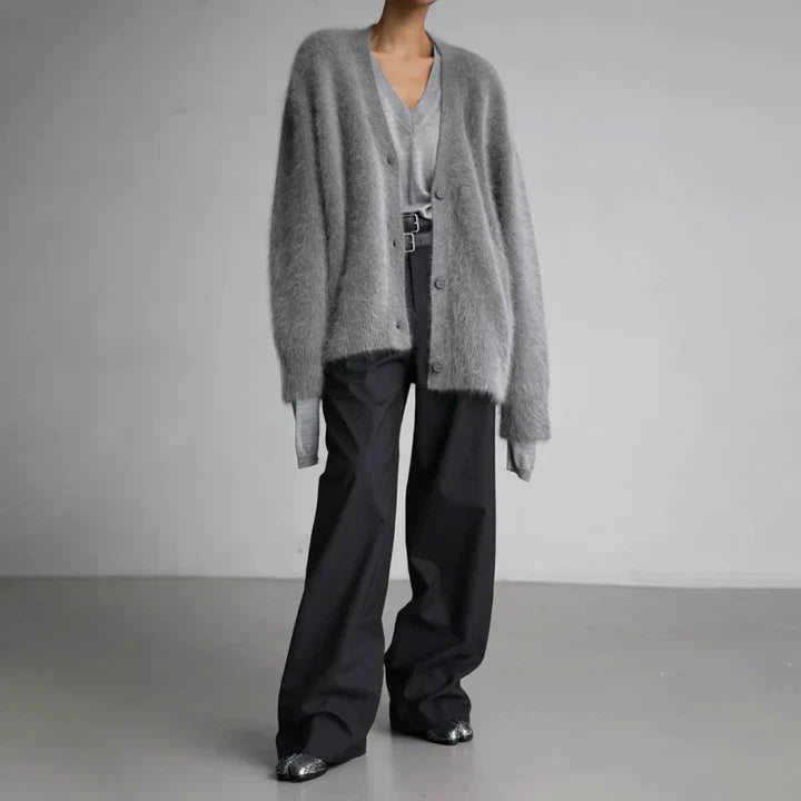 Milo | Fluffy Button-Up Women's Cardigan