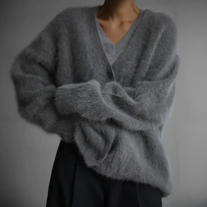 Milo | Fluffy Button-Up Women's Cardigan