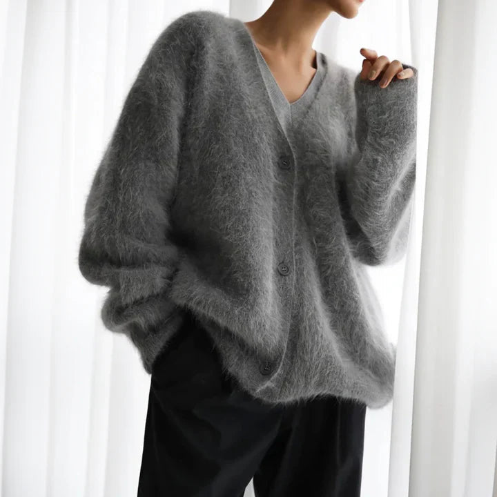 Milo | Fluffy Button-Up Women's Cardigan