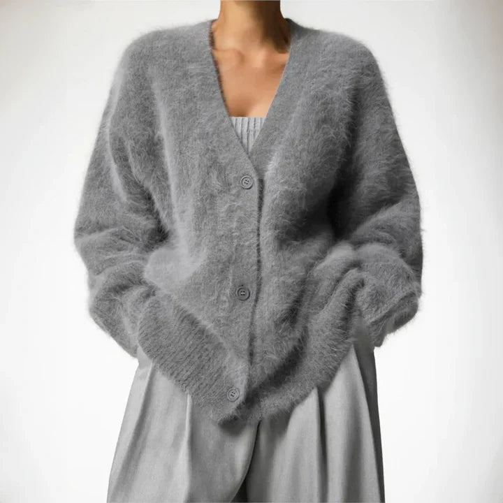 Milo | Fluffy Button-Up Women's Cardigan