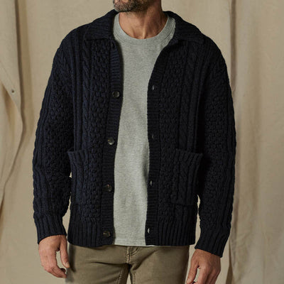 Clarence - Chunky Men's Wool Cable Knit Cardigan