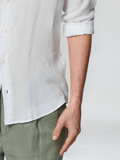 Brody - White Elegant Linen Shirt Men