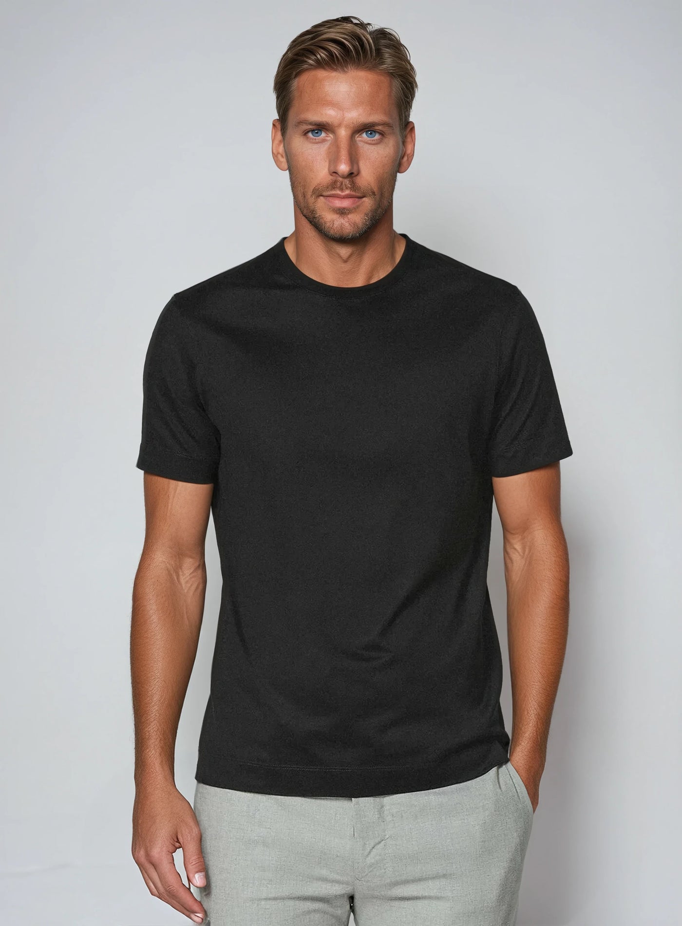 Schwarzes Baumwoll T-Shirt Herren