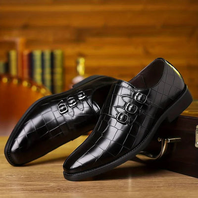 Patterned Monk Strap Office Shoes Men
