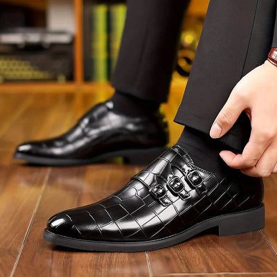 Patterned Monk Strap Office Shoes Men