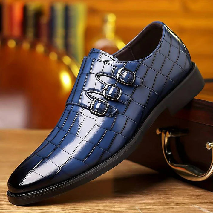 Patterned Monk Strap Office Shoes Men