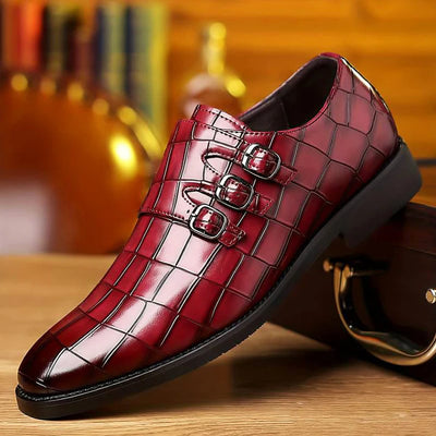 Patterned Monk Strap Office Shoes Men