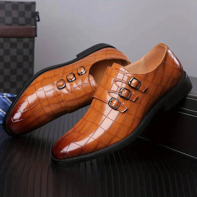 Patterned Monk Strap Office Shoes Men