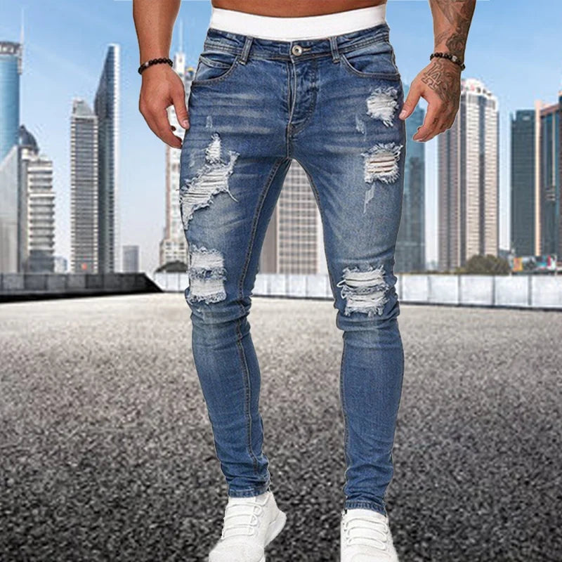 Slim Fit Ripped Jeans Men