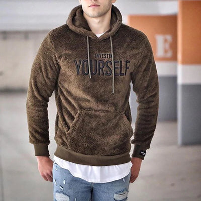 Embroidered Fleece Hoodie Sweater Men