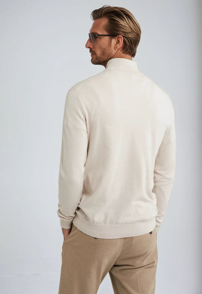 Carl - Beige Cotton Half-Zip Jumper