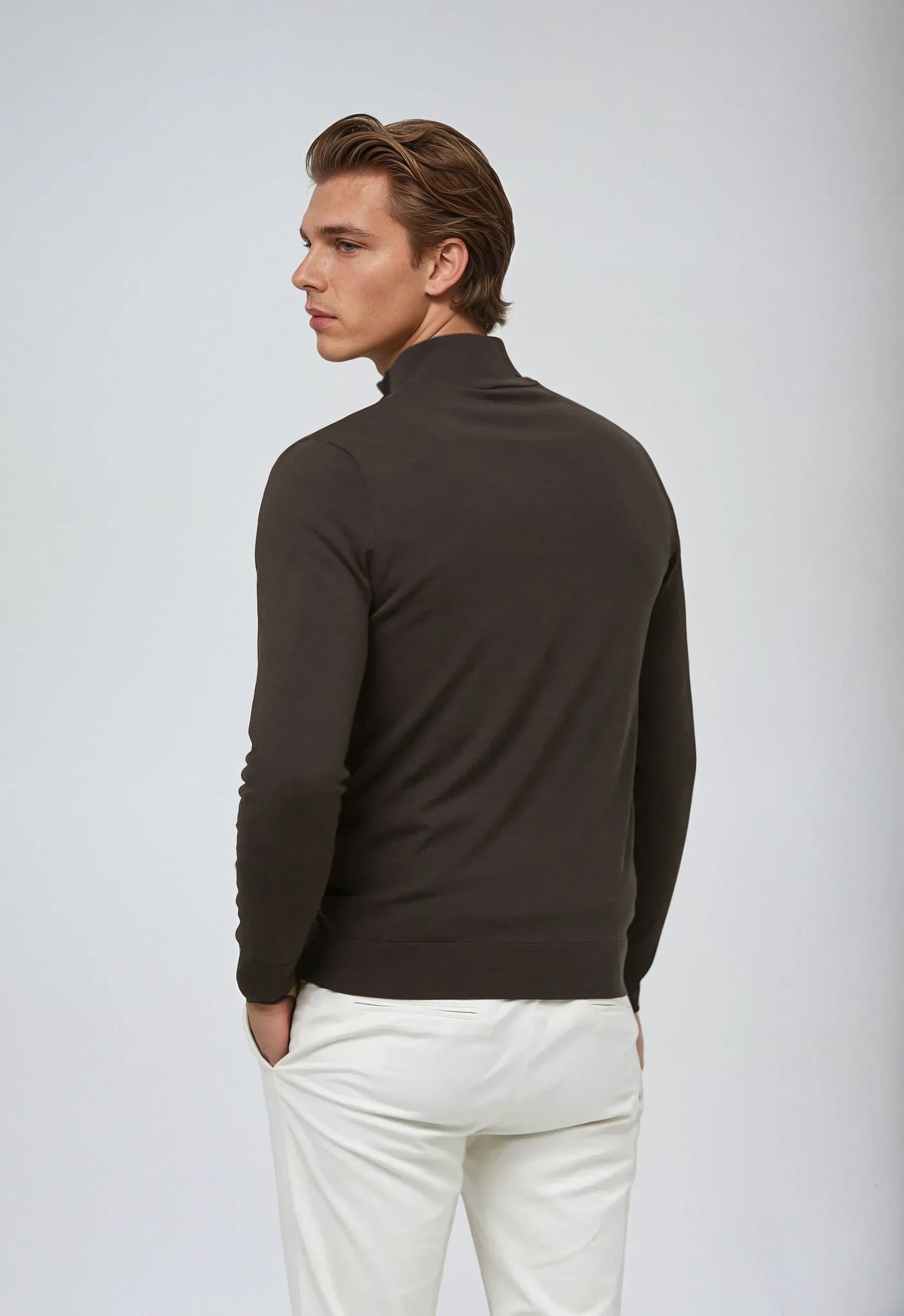 Waren - Soft Dark Brown Half-Zip Jumper