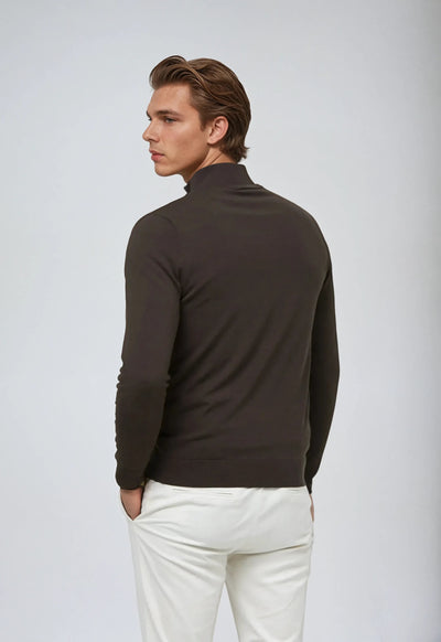 Waren - Soft Dark Brown Half-Zip Jumper