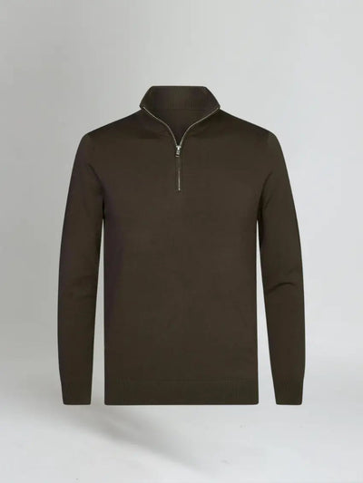 Waren - Soft Dark Brown Half-Zip Jumper