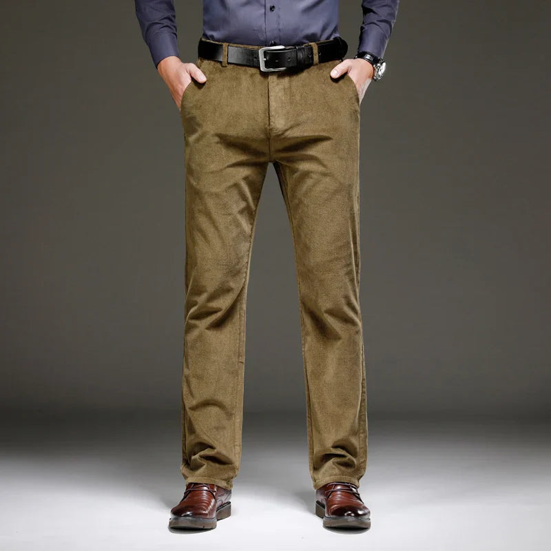Straight Leg Velvet Trousers Men