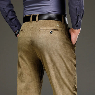 Straight Leg Velvet Trousers Men