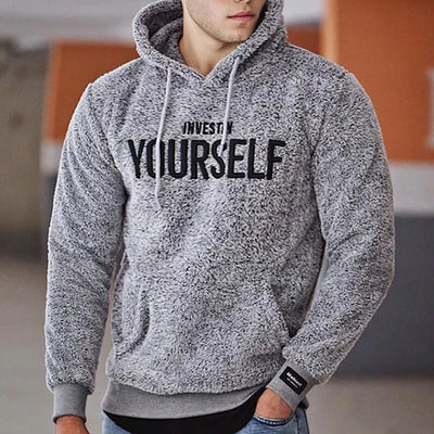 Embroidered Fleece Hoodie Sweater Men