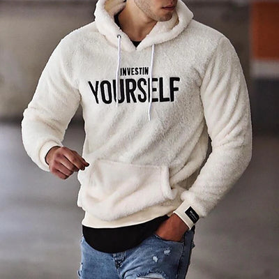 Embroidered Fleece Hoodie Sweater Men