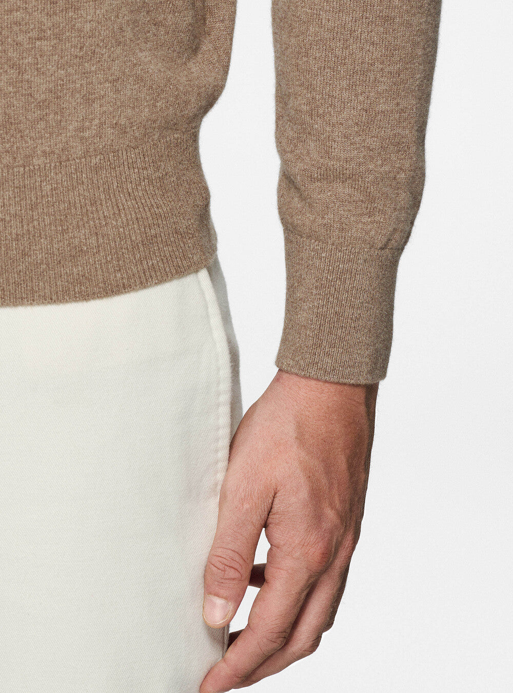 Kaschmir Khaki Herren Pullover 