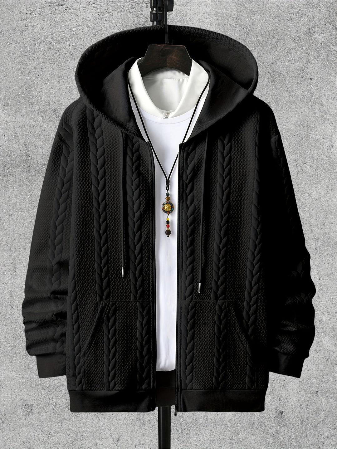 Knitted Hooded Jacket Winter Men